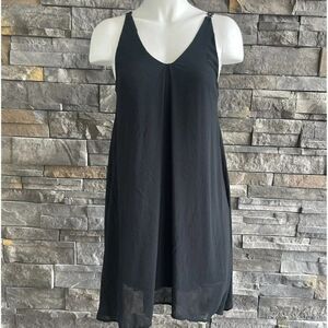 Mi Ami Mini Black‎ Dress Sheer Overlay Lace Strappy Back Detail Size XS